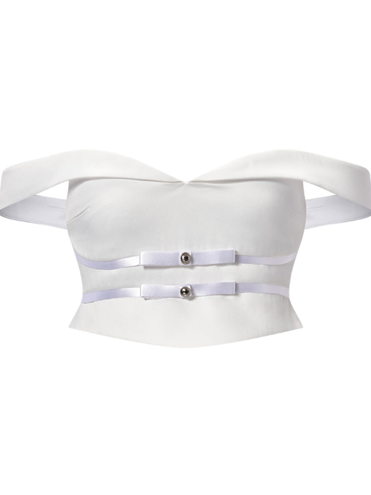 Off-Shoulder Bowknot Top & Skirt Set - CHINASQUAD