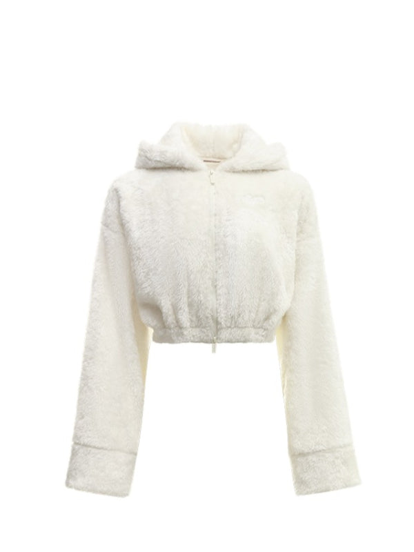 White & Brown Cat-Ear Hoodie Set - CHINASQUAD