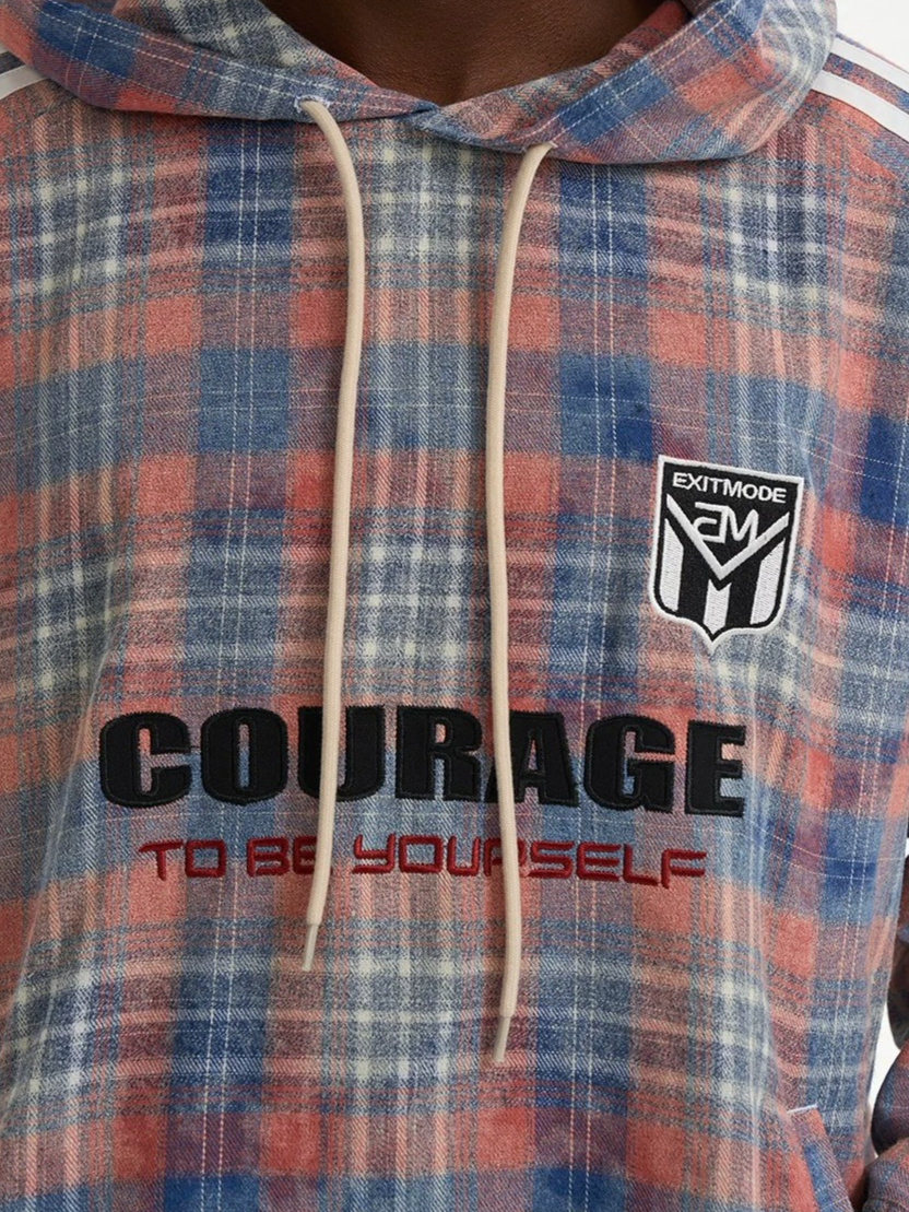 Plaid Color-Block Sport Hoodie