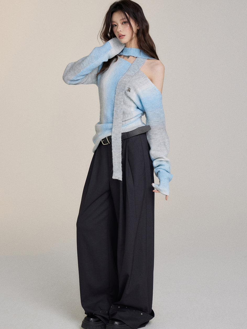 Cuffed Hem Studded Casual Pants - CHINASQUAD