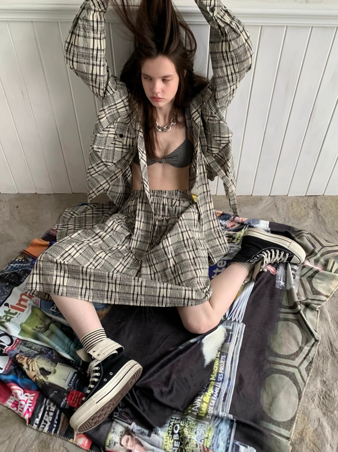 1JINN Studio Retro Check Knot Bra - CHINASQUAD