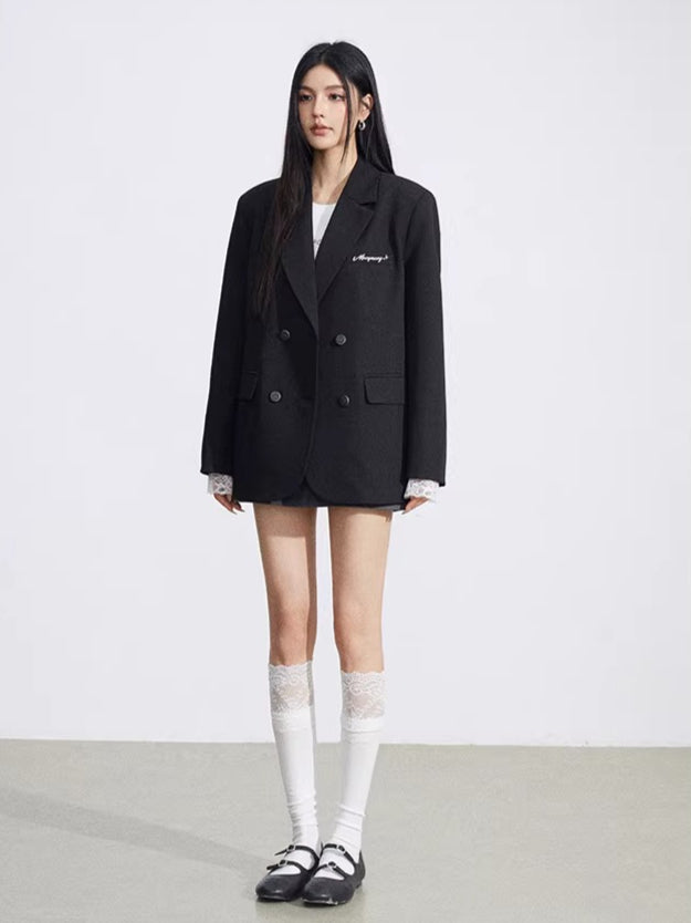 Lace Panel Oversized Blazer