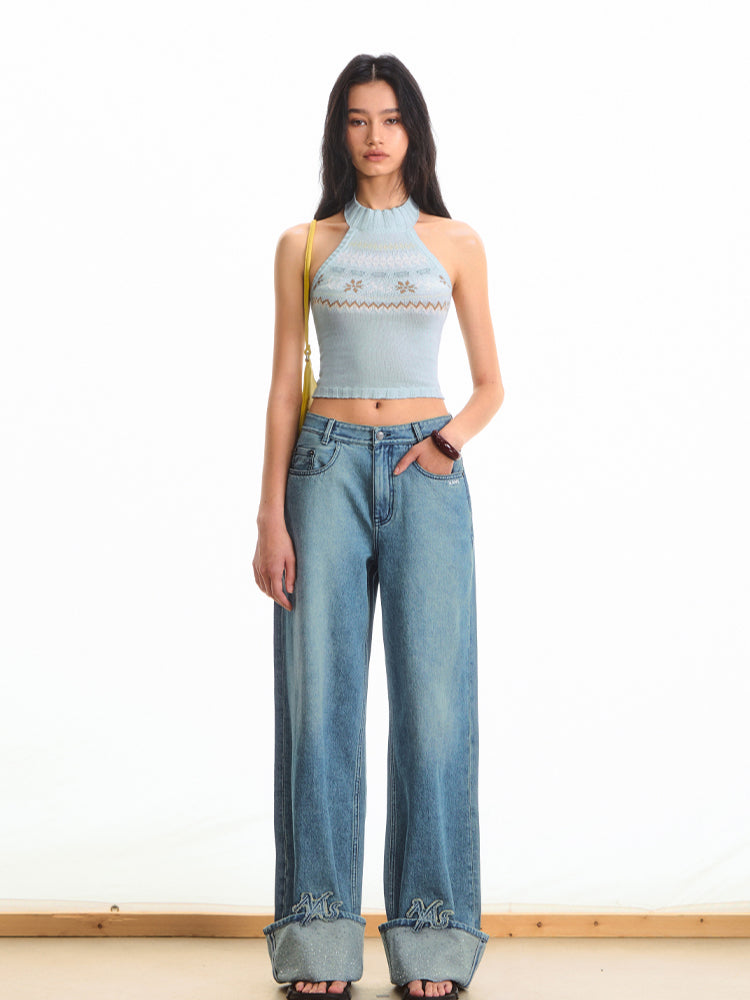 Fair Isle High-Waist Backless Top - CHINASQUAD