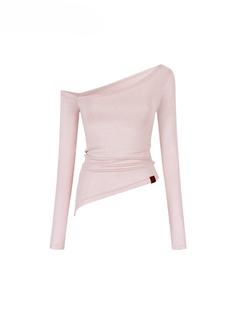 Shimmer Asymmetric Shoulder Irregular T-shirt - CHINASQUAD