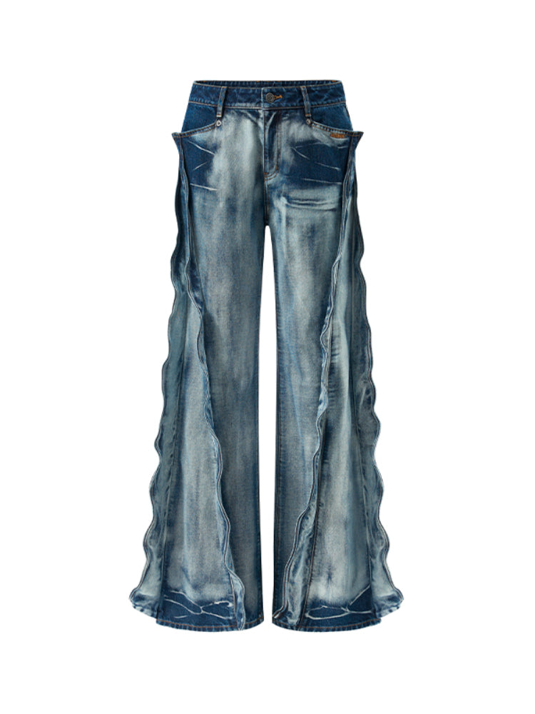 Heavy Washed Denim Straight Pants - CHINASQUAD