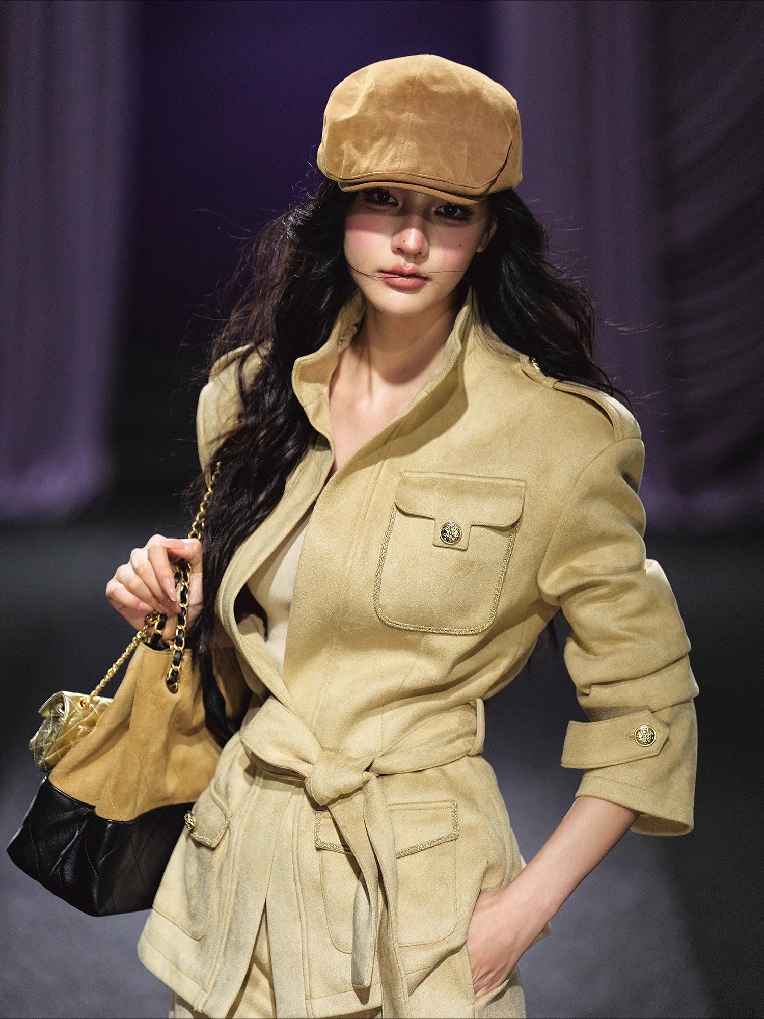 Velvet Suede Jacket & Shorts Two-Piece Set - CHINASQUAD