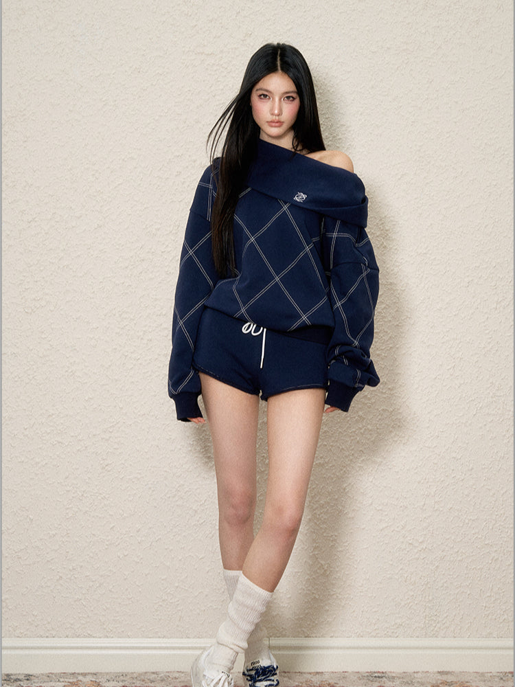 Off-Shoulder Asymmetrical Neckline Hoodie - CHINASQUAD