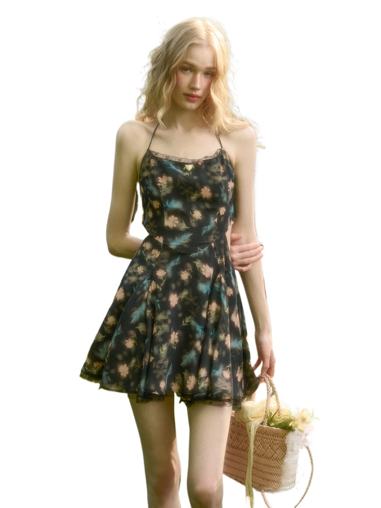 French Lace Bow Little Black Dress - CHINASQUAD