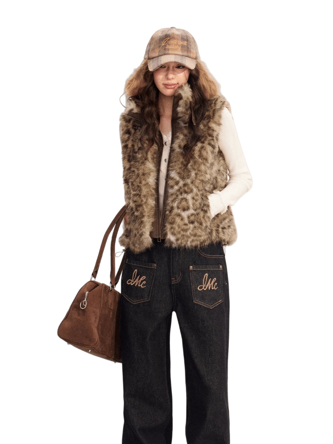 Faux-Fur Panel Vintage Sleeveless Vest