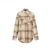 Washed Vintage Rose Beaded Shirt Jacket - CHINASQUAD