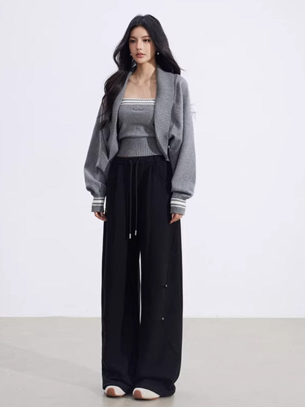 Contrast Batwing Knit 2-Piece Set