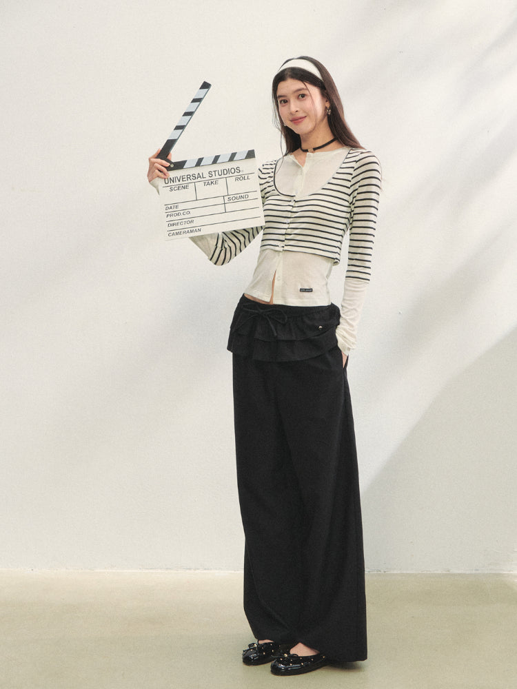 Striped Two-piece Contrast Color Cardigan - CHINASQUAD