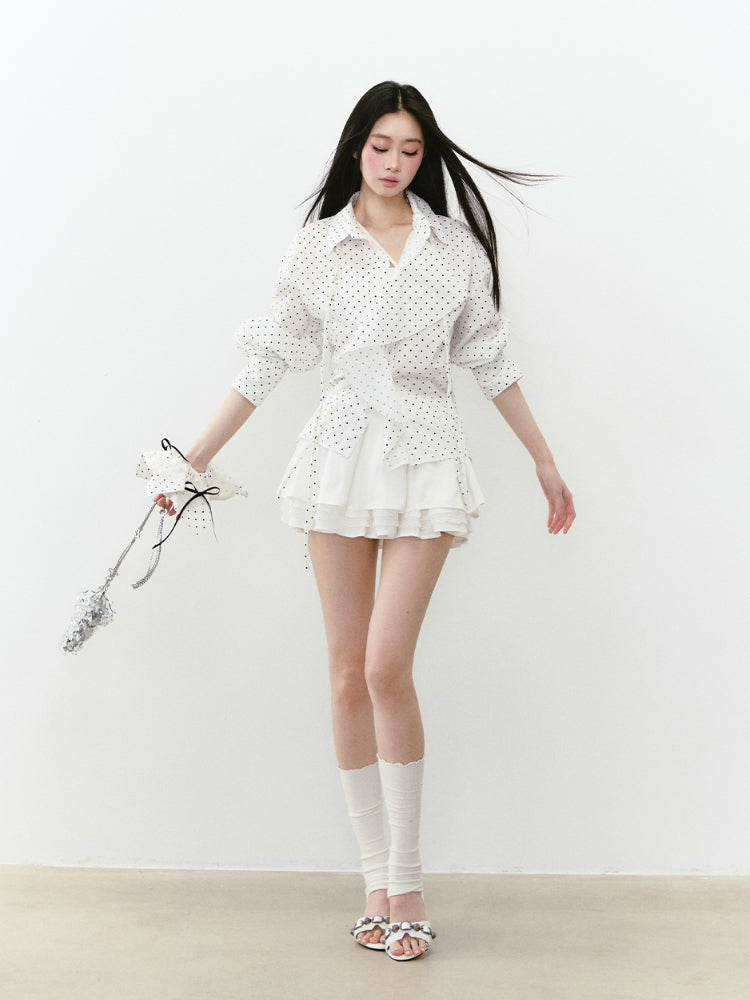 Waist-Cinched Layered Sunshade Short Shirt - CHINASQUAD