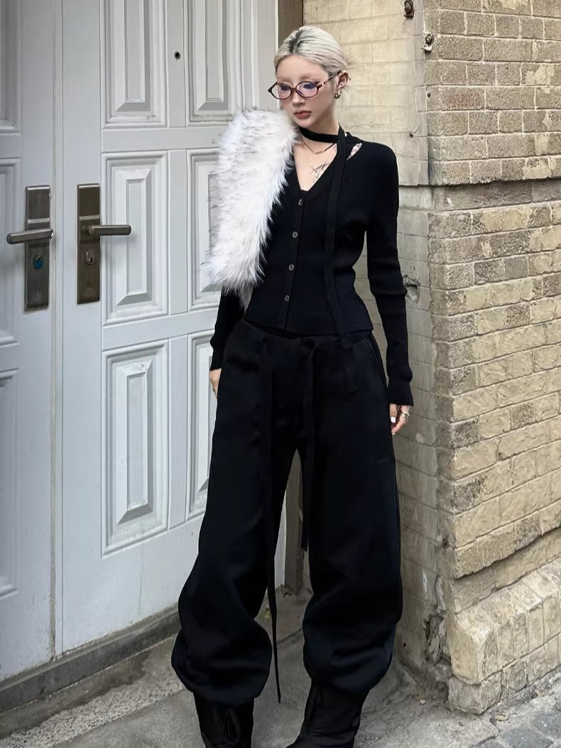 Vintage Wool Halter-Tie Cardigan Knit Top