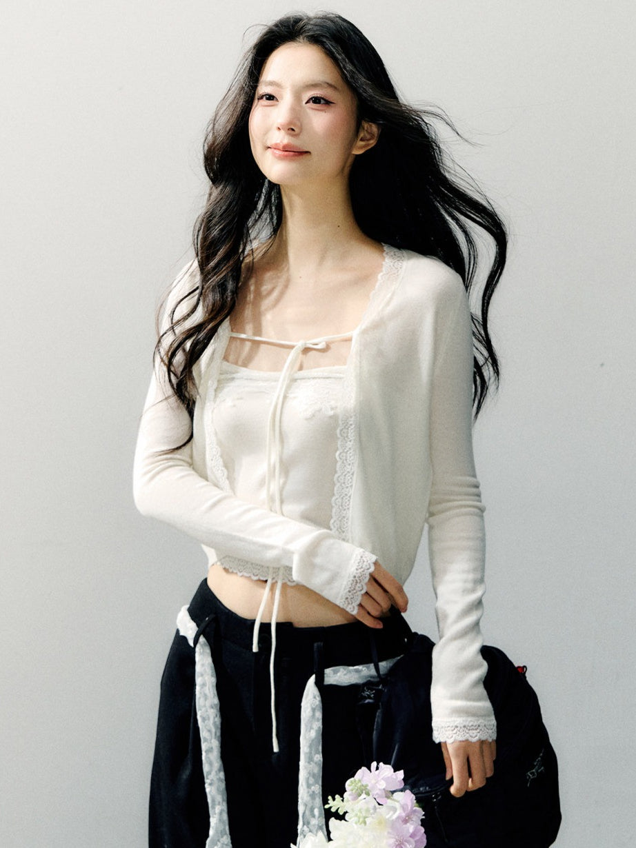 Sheer Shirt & Inner Layer Two-Piece Set
