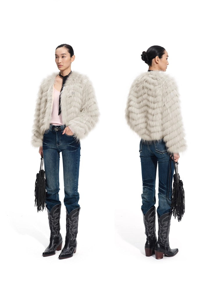 Bordeaux Raccoon & Rabbit Fur Jacket