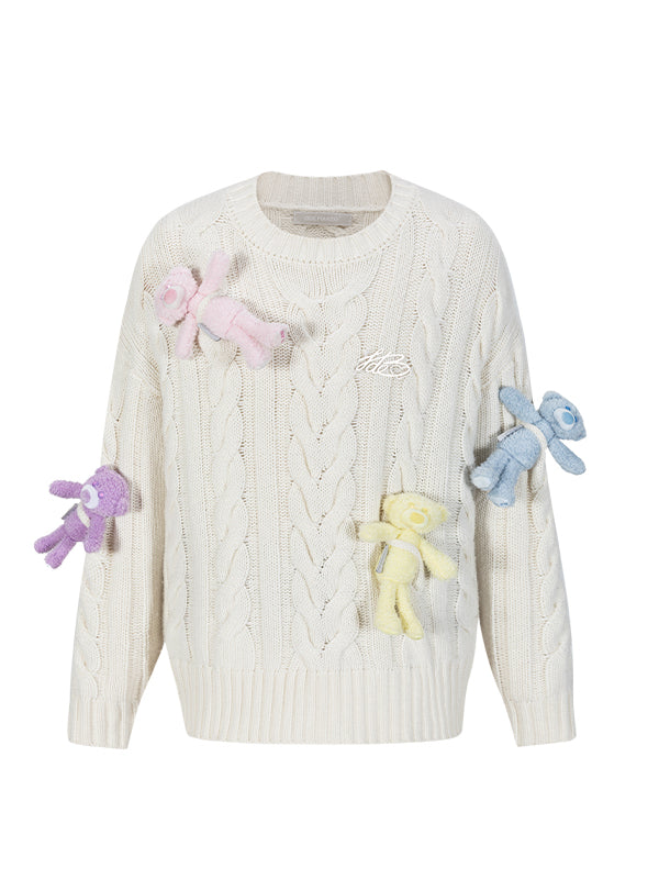 Rainbow Bear Weave Crewneck Sweater - CHINASQUAD