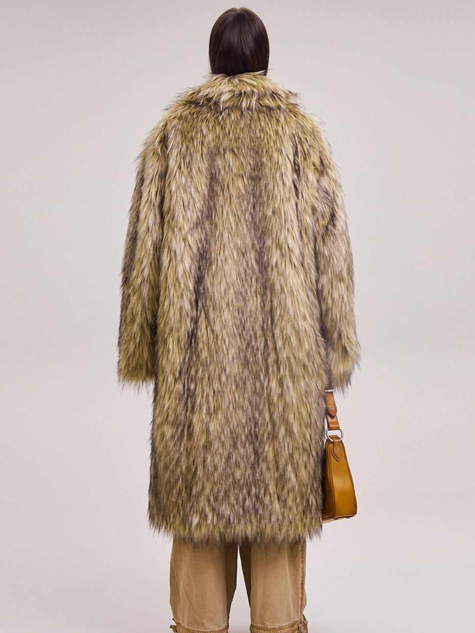 Cross Relic Wilderness Hunter Long Faux Fur Coat