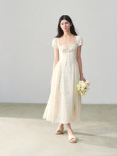 Square-Neck Embroidered Hollow Vacation-style Dress - CHINASQUAD