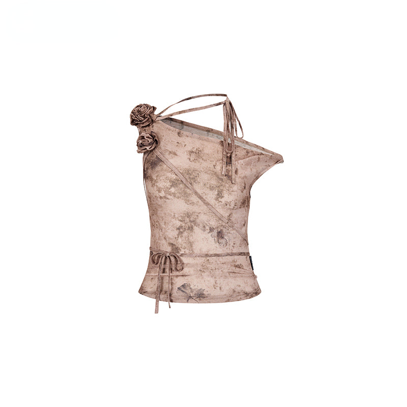 Apricot & Ombre Khaki Rose Camisole Top - CHINASQUAD