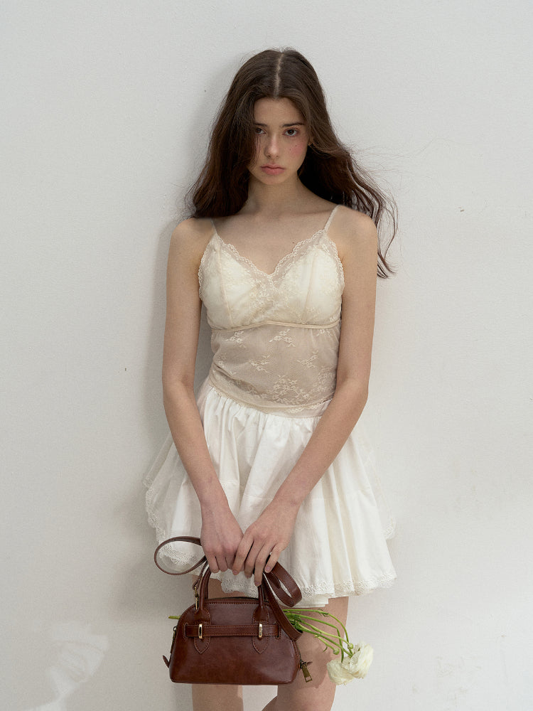 Lace Trimmed Girly Feel Top - CHINASQUAD