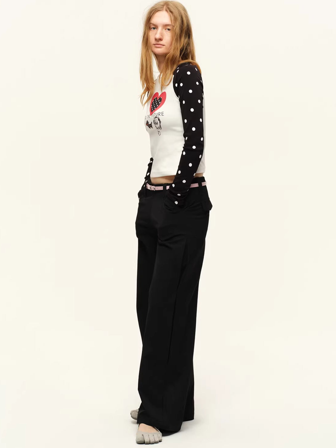 Low-Rise Fluid Tailored Wide-Leg Trousers