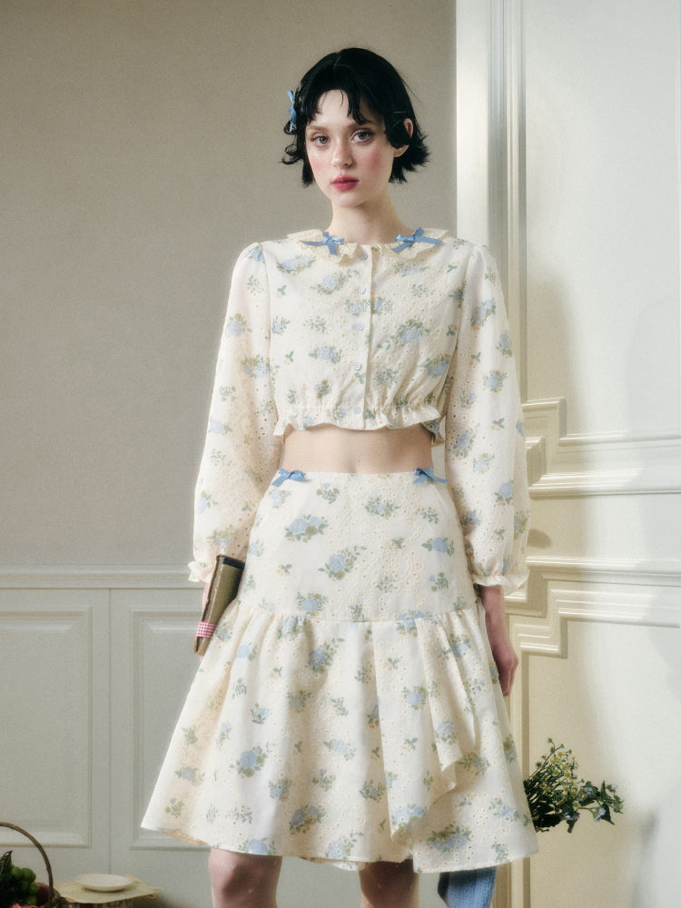 Comfortable Cotton Embroidered Shirt & Skirt Set - CHINASQUAD