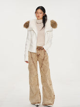 Fur Collar Fleece-Lined Short Coat - CHINASQUAD