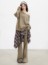 Studded Letter Off-Shoulder Sweatshirt - CHINASQUAD