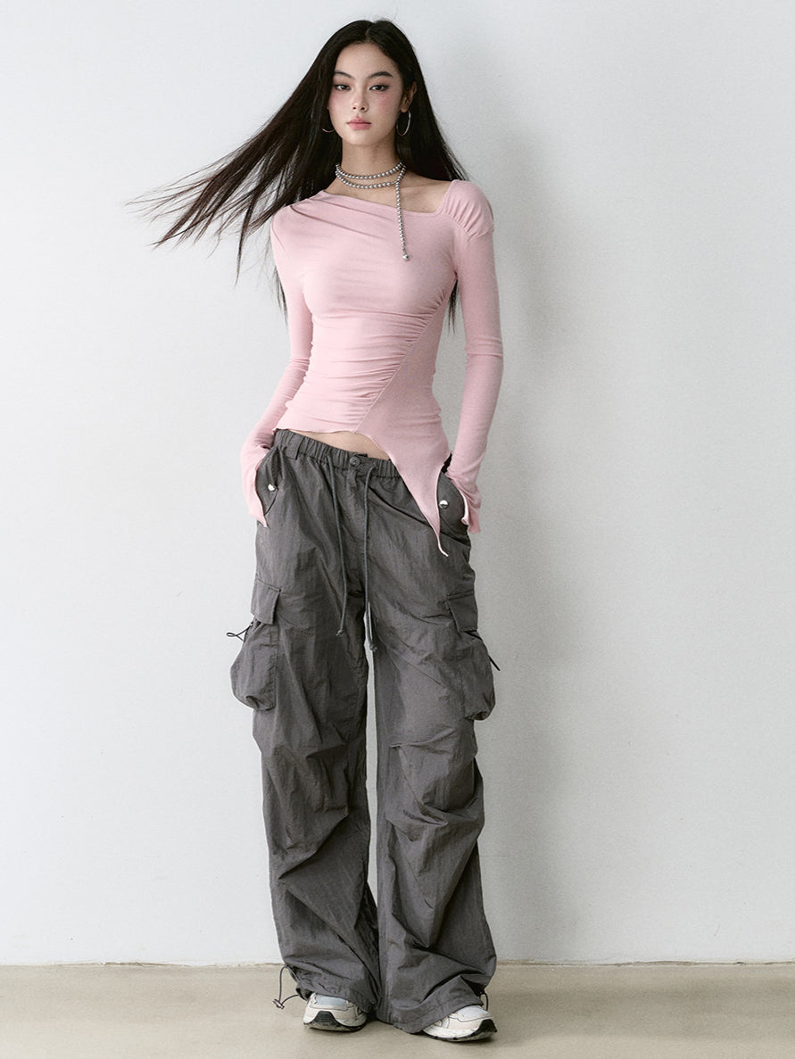 Asymmetrical Off-shoulder Slim Fit Blouse - CHINASQUAD