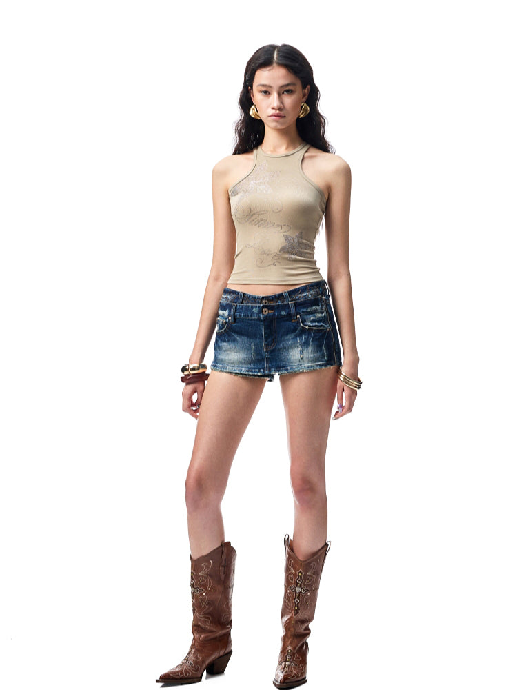 Floral Austrian Rhinestone I-shaped Vest - CHINASQUAD