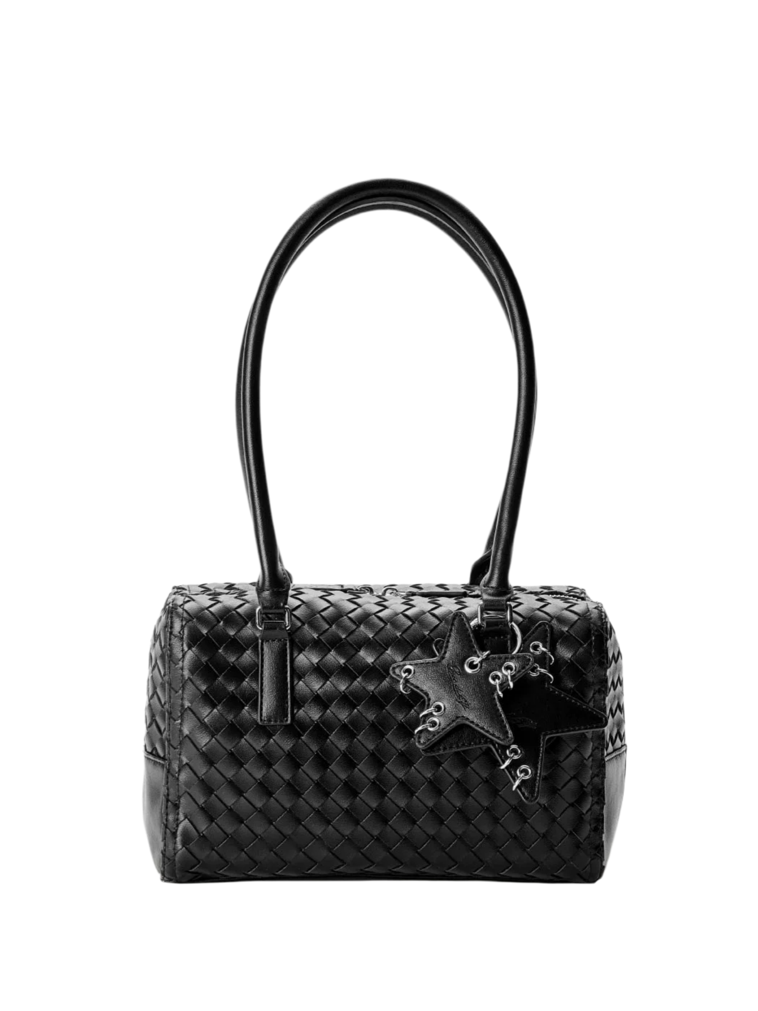 Woven Leatherette Barrel Shoulder Bag ECODAY