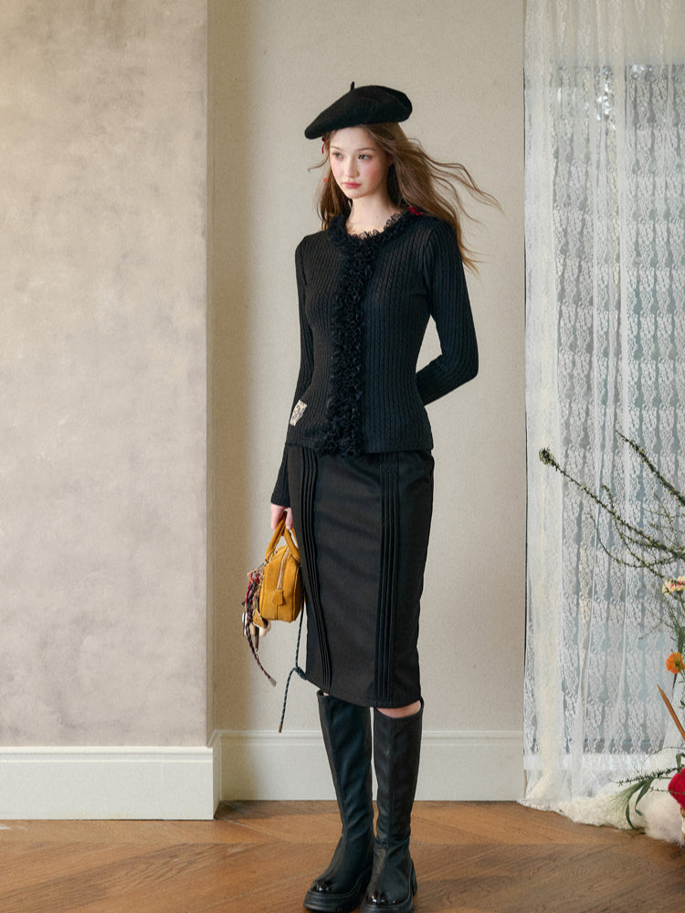 Elastic Knit Cardigan Base Sweater - CHINASQUAD