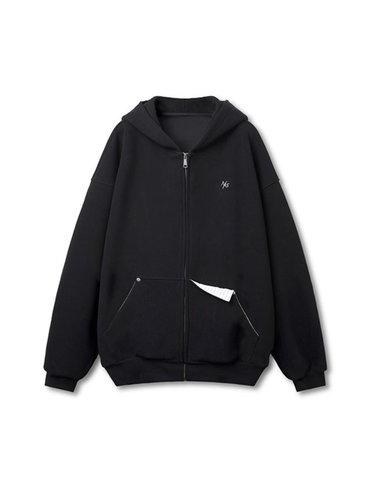 Cotton-feel Silhouette Zip-up Hoodie - CHINASQUAD