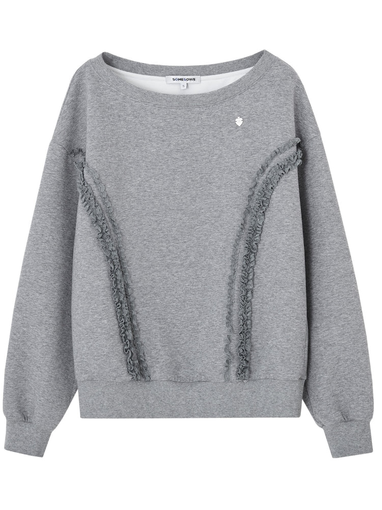 Lace Trim Off-Shoulder Sweatshirt - CHINASQUAD