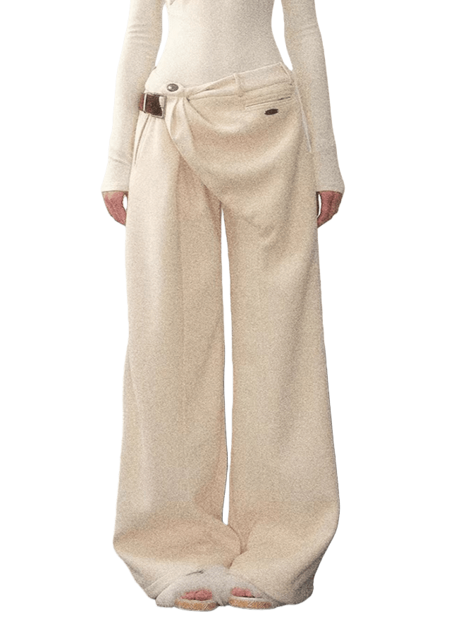 Korean Fleece-Lined Wide-Leg Pants