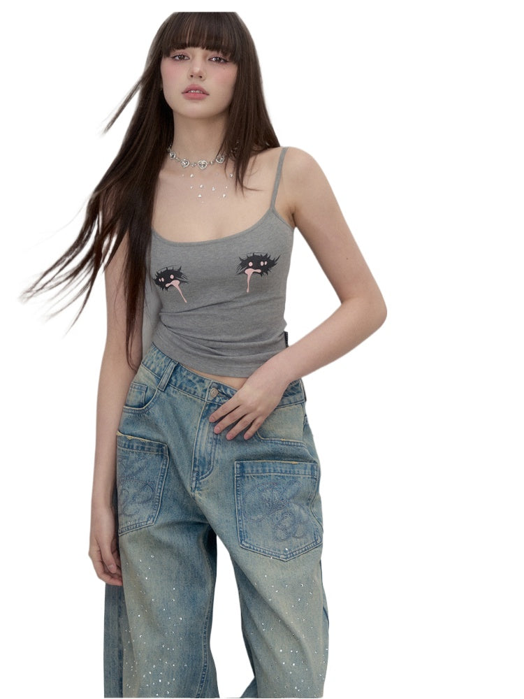 Fun Big Eye Tear Drop Tank Top - CHINASQUAD