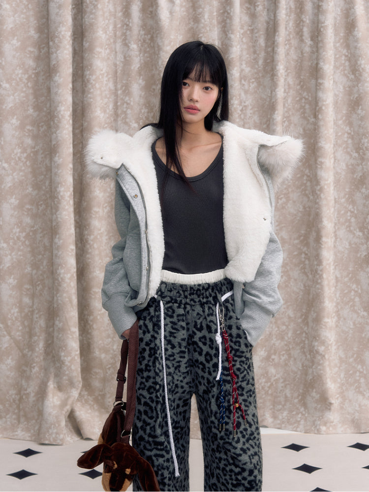 Faux Fur Lined Zipper Fur Collar Jacket - CHINASQUAD