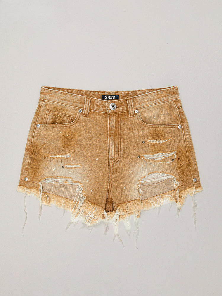 Rage Rush Denim Shorts Wild Cowboy Brown - CHINASQUAD