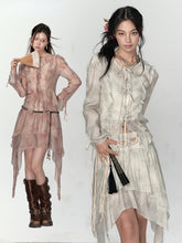 Ruffled Ombre Cardigan & Skirt Set - CHINASQUAD