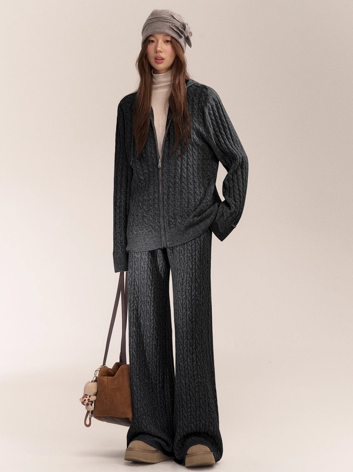 Wool Blend Hooded Knit Cardigan - CHINASQUAD