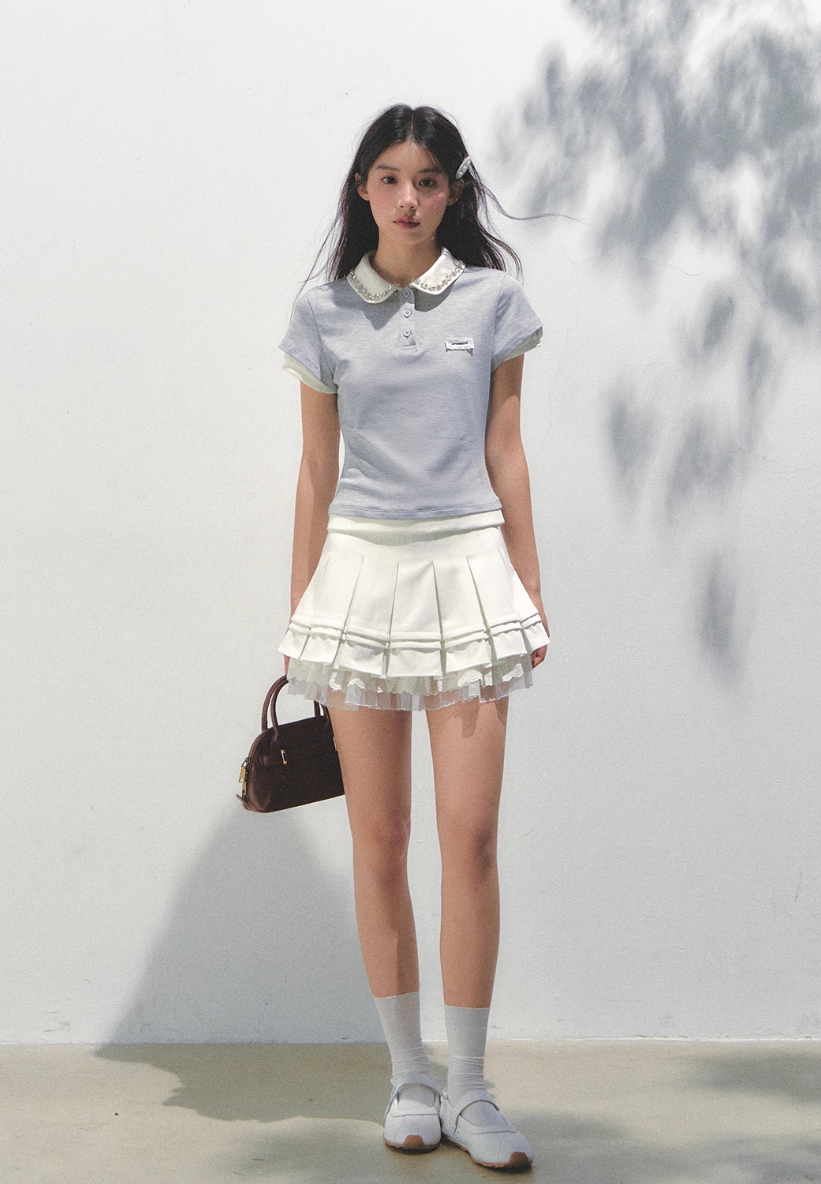 Pink Spliced Faux Two-piece T-shirt - CHINASQUAD