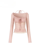 Lace Panel Beaded Acetate T-shirt - CHINASQUAD