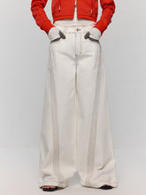 White Jeans Clear Stitching Wide-Leg Pants Jeans - CHINASQUAD