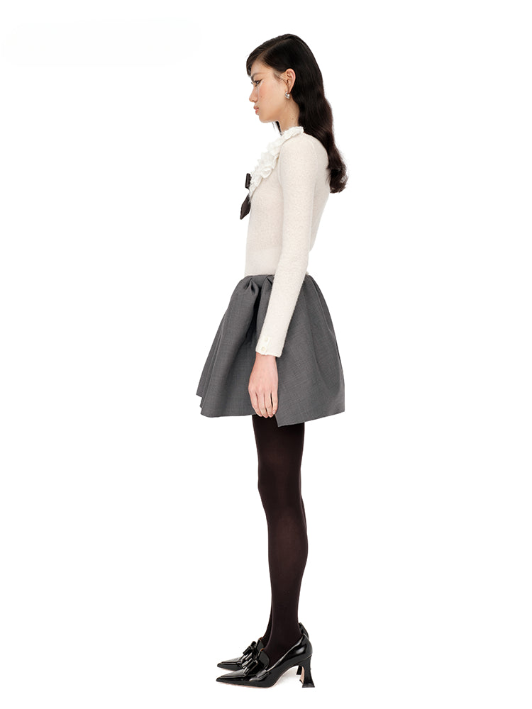 White & Black Elegant Ruffled Bow Bodysuit - CHINASQUAD