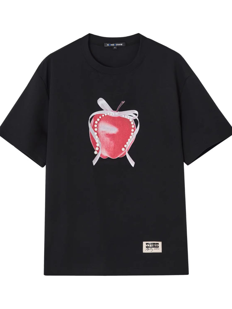 Apple Silhouette Half-Sleeve Crew Neck T-Shirt - CHINASQUAD