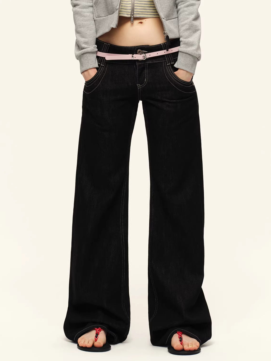 Denim Ultra-Low Rise Straight Jeans