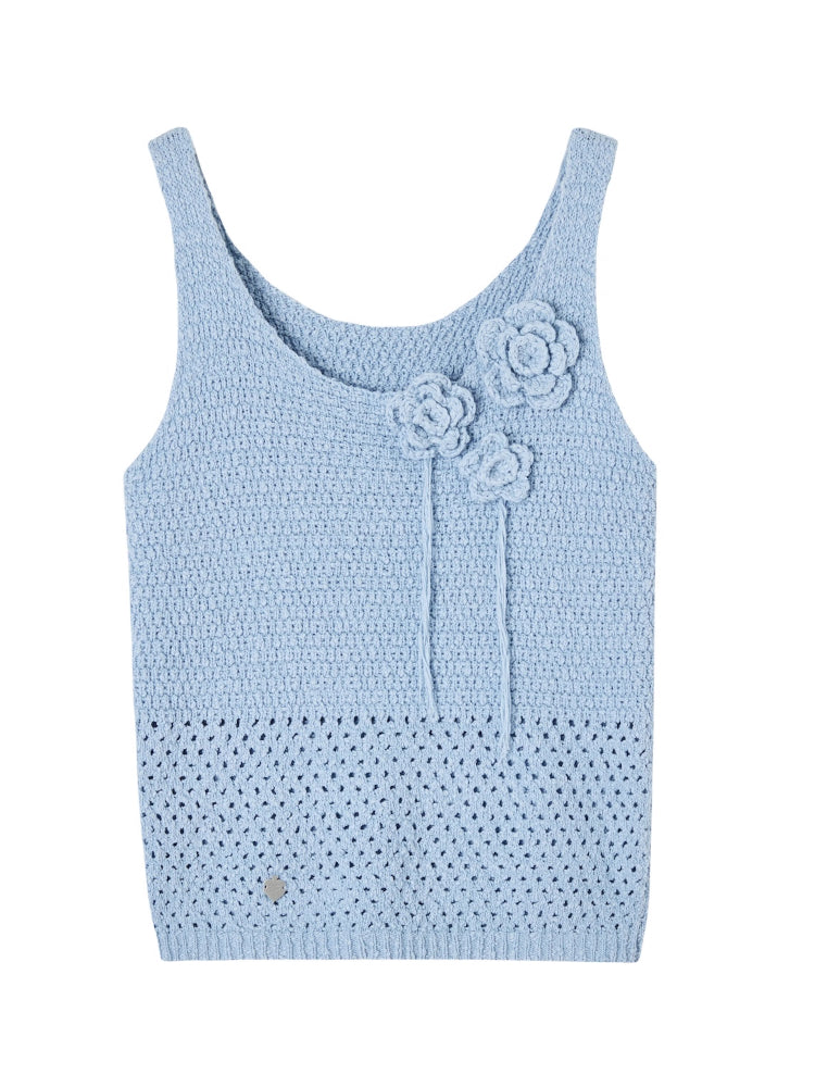 Three-dimensional Handmade Flower Crochet Tank Top - CHINASQUAD