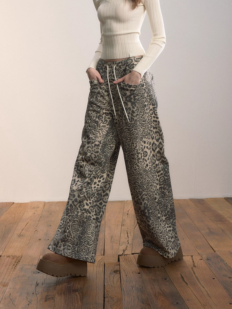 Contrast Waistband Straight-Leg Cotton Sweatpants