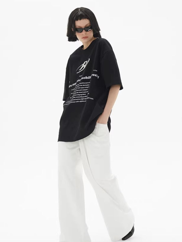 Futuristic Reflective Logo Oversized T-Shirt